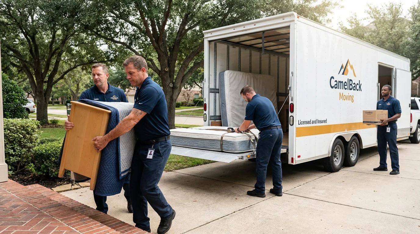 Crew loading residential truck for cross-state move from Villa Park, IL